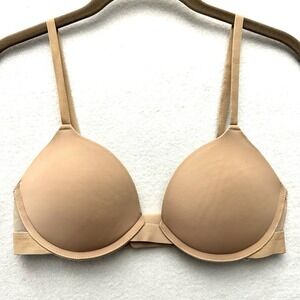 Pepper Zero Gap Lift Up Bra Size 34B Underwire Padded Fawn Beige Tan